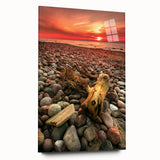 Large abstract wall art of a European scenery in Lithuania, depicted in muted earth tones on acrylic glass.