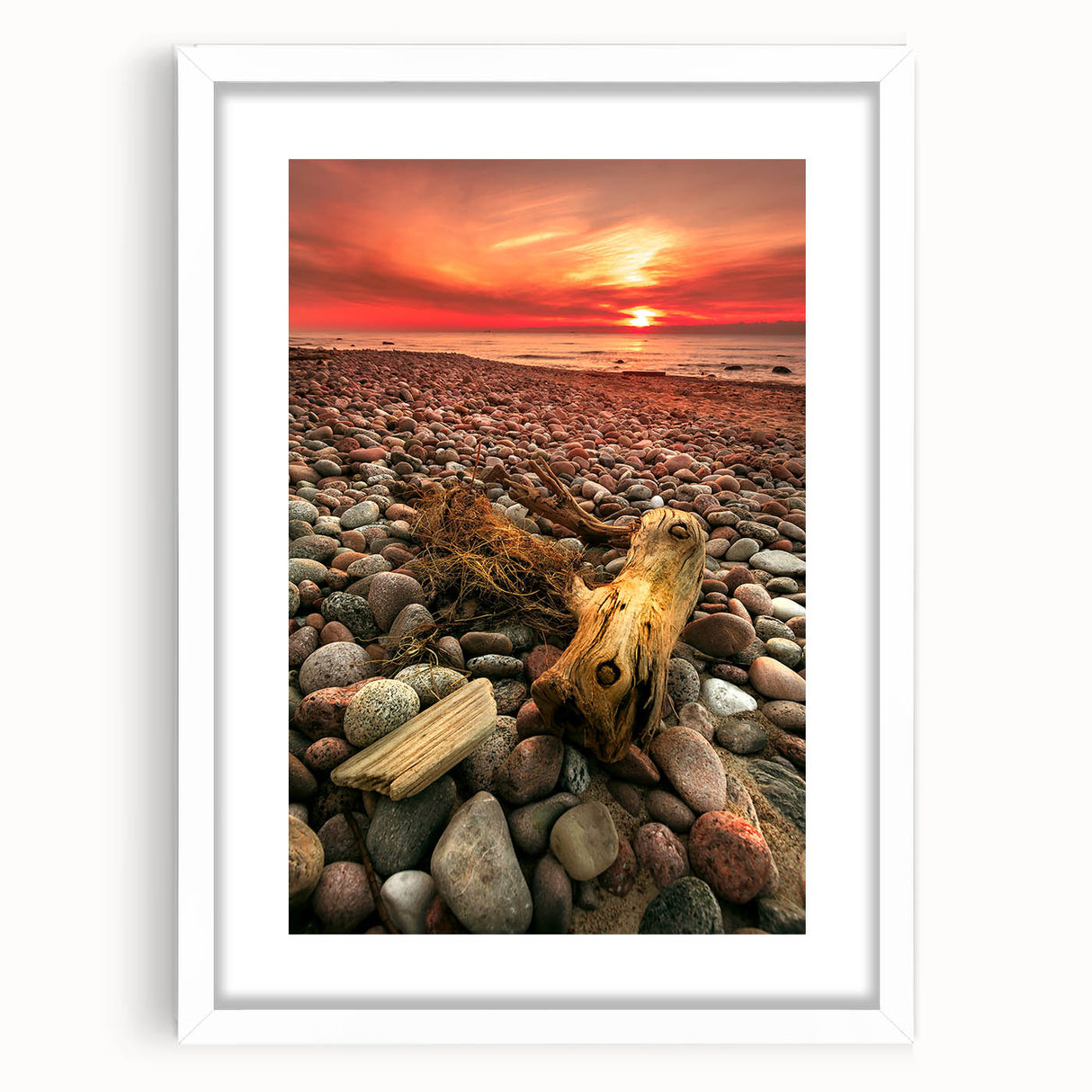 Textured abstract art print featuring earthy tones and geometric shapes on a white framed canvas, suitable for bedroom art.