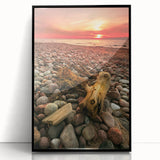 Large abstract wall art of a European Lithuanian landscape in muted earth tones on a framed acrylic.