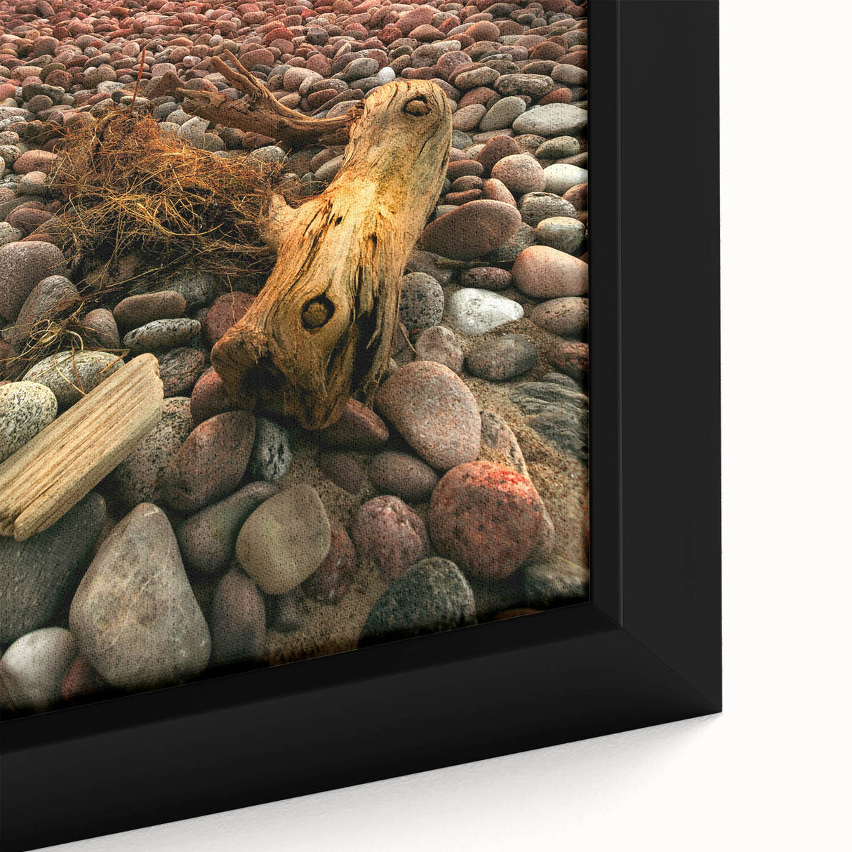 Extra large framed canvas featuring a textured, colorful Lithuanian scenery in black wall art, ideal for living room decor.