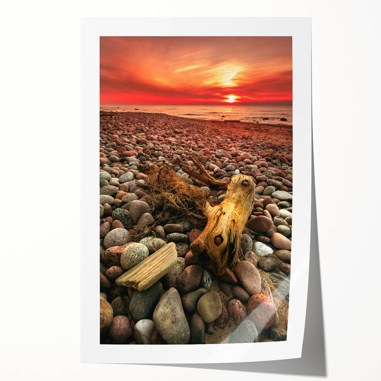 Extra large rolled print of a Lithuanian landscape featuring vibrant green fields and a sunset sky.