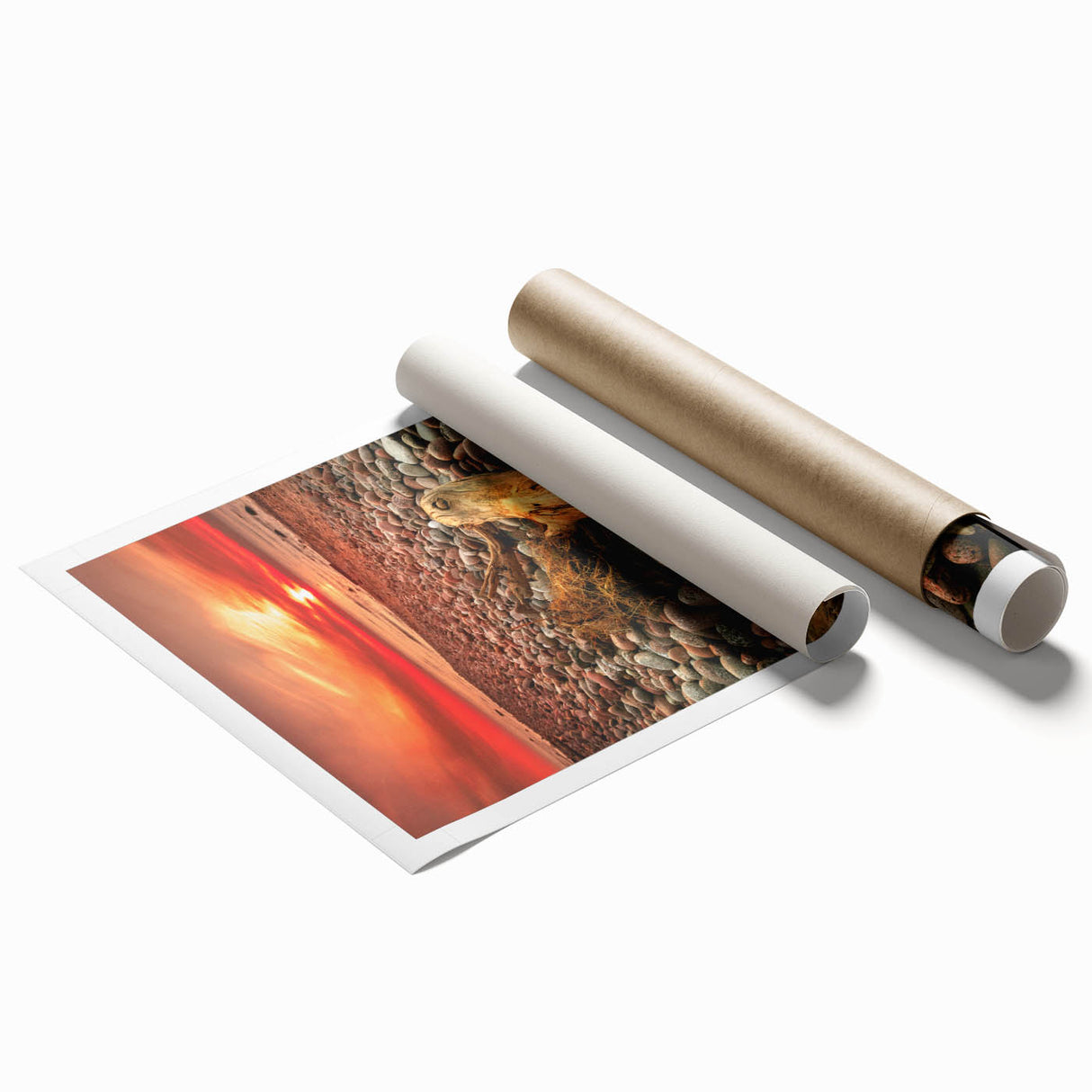 Extra large rolled print of a Lithuanian landscape with vibrant floral elements, ideal for classy bathroom wall art.