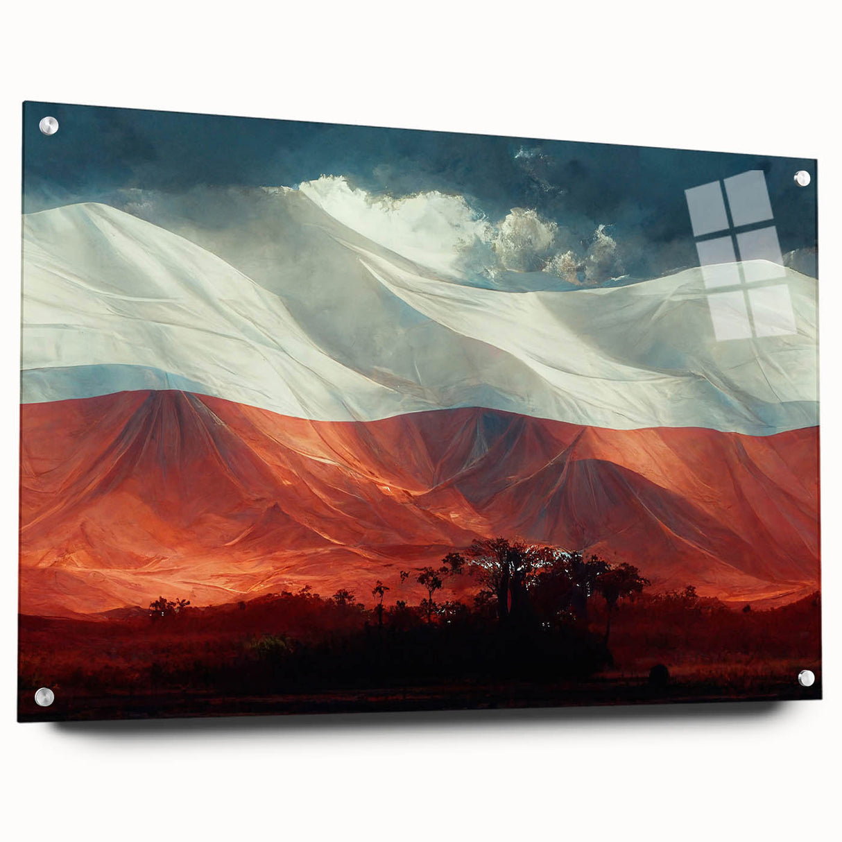 Acrylic print of a European scenery in muted earth tones, ideal for dining room art.