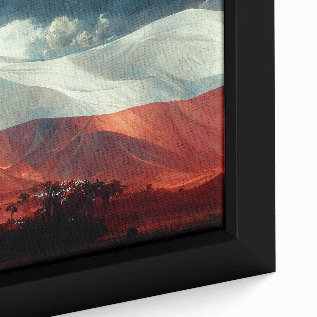 Textured black wall art featuring a vibrant, colorful European scenery on extra large framed canvas.