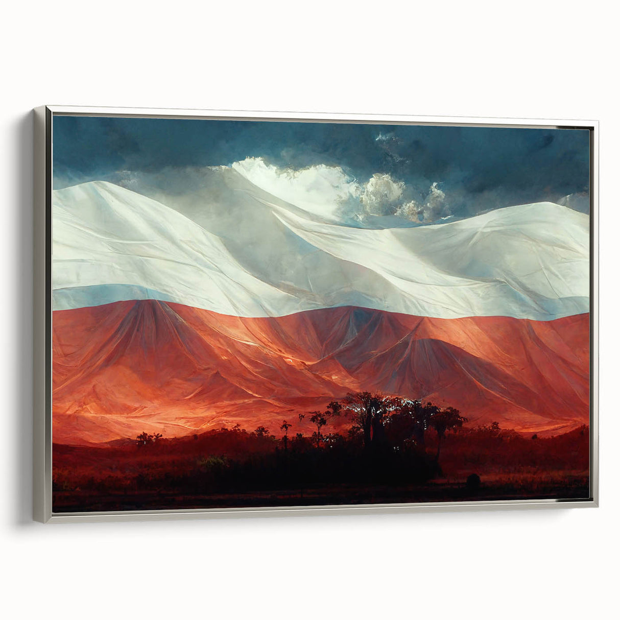 Landscape art painting of a European scenery on framed canvas.