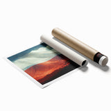 Extra large rolled print of a European scenery with floral elements in soft pastel shades.