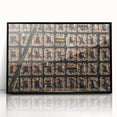 Large abstract wall art depicting Barcelona scenery in black and white tones on framed acrylic.