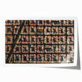 Rolled print of Barcelona scenery with vibrant floral elements in a large format, suitable for dining room or bathroom decor.