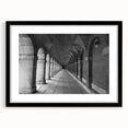 Extra large abstract art print of colorful, textured scenery of Madrid, framed in black, ideal for living room decor.