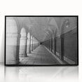 Large abstract wall art featuring a mid-century modernist depiction of Madrid's cityscape in muted earth tones on a framed…