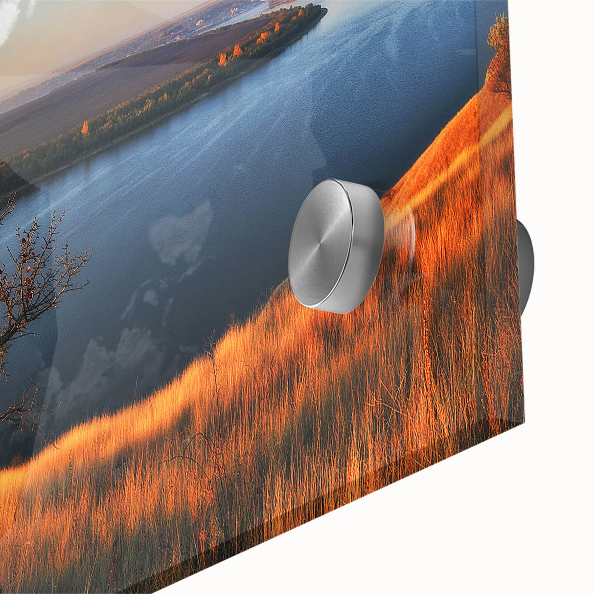 Large abstract wall art depicting a vibrant European scenery on acrylic glass, suitable for dining room decor.