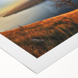 Art deco poster featuring a serene European landscape in soft pastel shades on rolled canvas, suitable for dining room decor.
