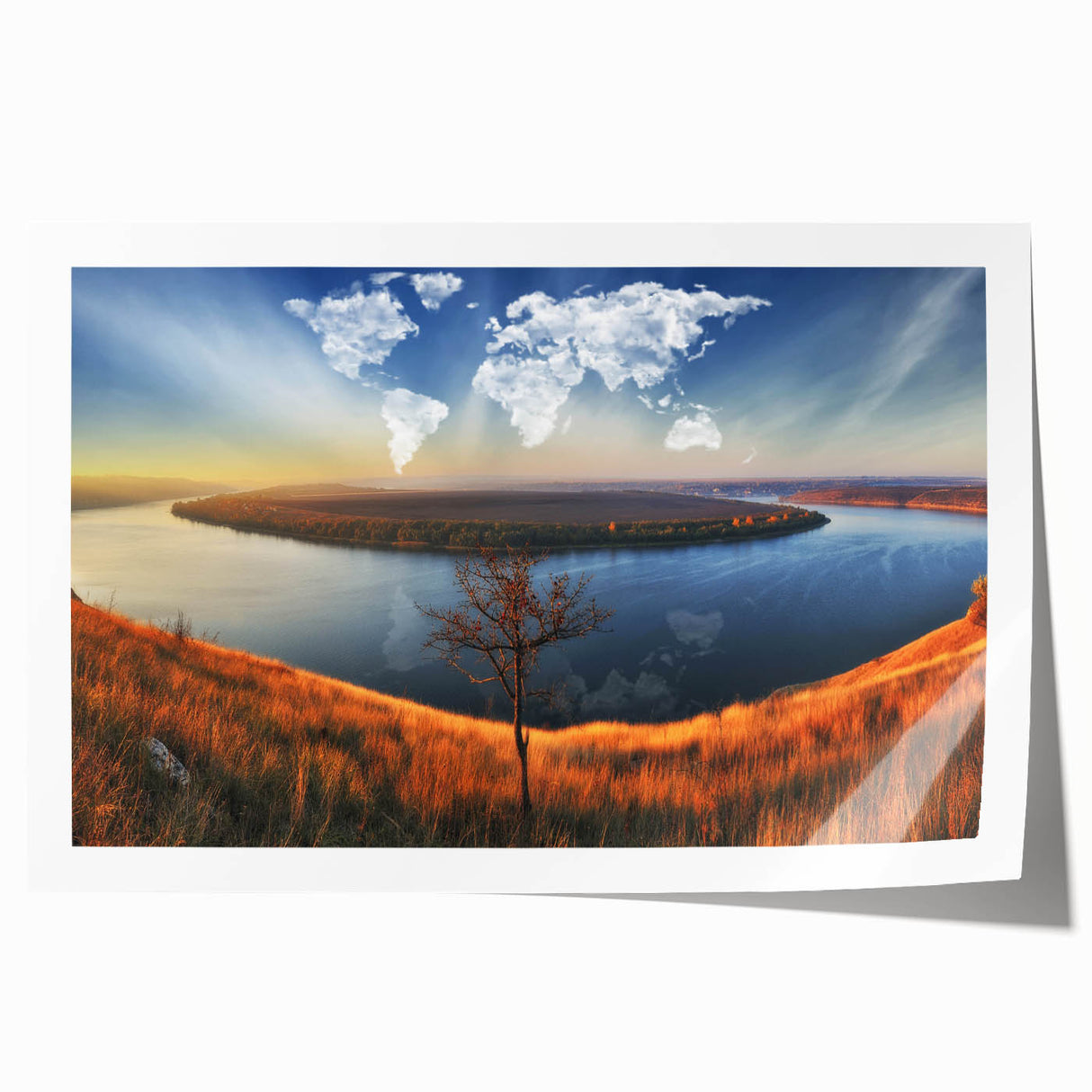 Extra large rolled print of a Ukrainian landscape featuring gentle floral elements in soft earth tones.