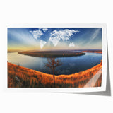 Extra large rolled print of a Ukrainian landscape featuring gentle floral elements in soft earth tones.