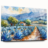 Acrylic glass print of Oaxaca, Mexico scenery in muted earth tones, suitable for bedroom or dining room decor.