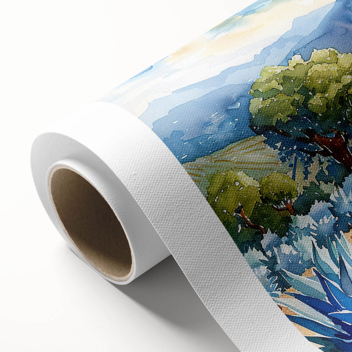 Art deco poster of Oaxaca scenery with vibrant colors on rolled canvas, suited for nursery wall art.