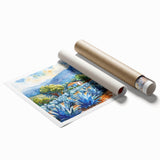 Extra large rolled print featuring a floral art design in vibrant colors.