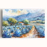 Black and white stretched canvas of Oaxaca scenery, ideal for kitchen wall art.
