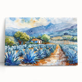 Black and white large art print of Oaxaca scenery on stretched canvas, ideal for kitchen wall art or bedroom decor.