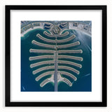 Extra large abstract art print featuring vibrant colors and textured design of Dubai skyline on a framed canvas.