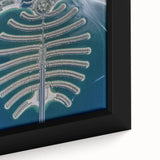 Extra large framed canvas of Dubai skyline in black with colorful, textured details, ideal for living room decor.