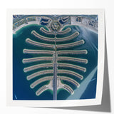 Rolled print of Dubai skyline in neutral colors, ideal for art wall dining room or classy bathroom wall art.