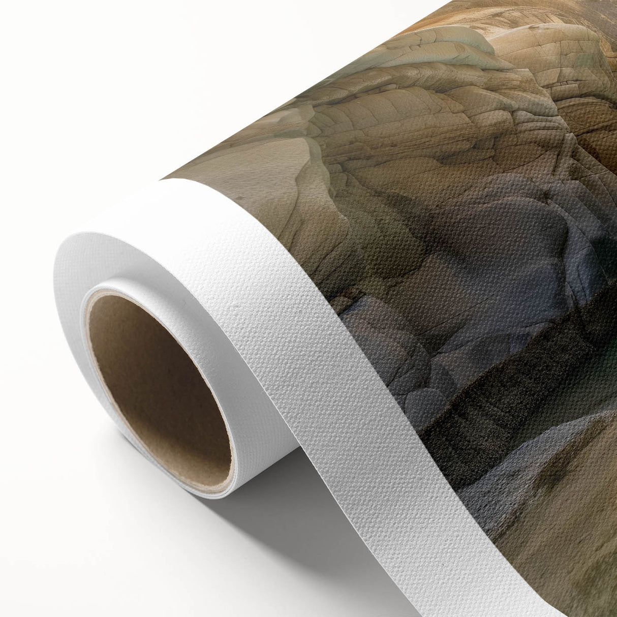 Art deco poster of Middle Eastern scenery in muted earth tones on rolled canvas, ideal for nursery wall art.