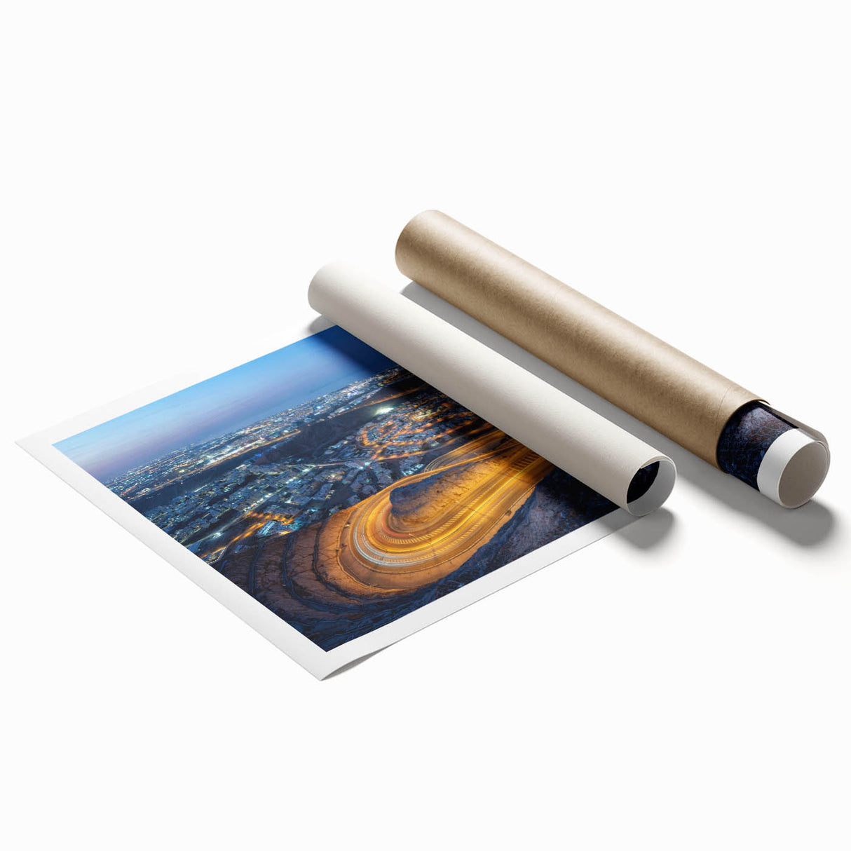 Extra large rolled print of a Middle Eastern desert scenery with muted earth tones, ideal for classy bathroom wall art.