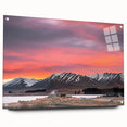 Large abstract wall art of Canterbury, New Zealand scenery on acrylic glass, featuring soft blue and green tones.