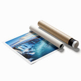 Extra large rolled print featuring a floral scene in pastel shades, ideal for classy bathroom or large living room wall art.
