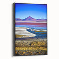 Black and white framed canvas of a Bolivian landscape, ideal for bedroom wall decor.