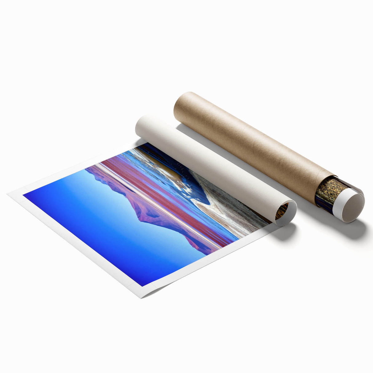 Extra large rolled print of a serene Bolivian landscape with soft pastel shades, ideal for classy bathroom wall art.