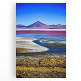 Black and white photograph of Bolivian landscape on large stretched canvas, ideal for kitchen wall art.