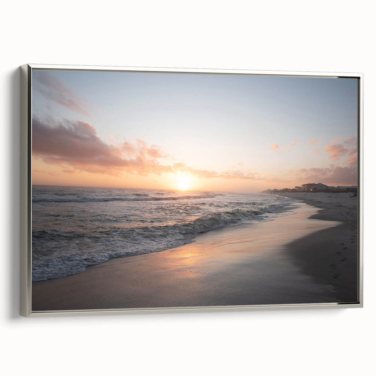 Framed canvas featuring a vintage-style landscape painting of Alabama scenery in colorful art palette.