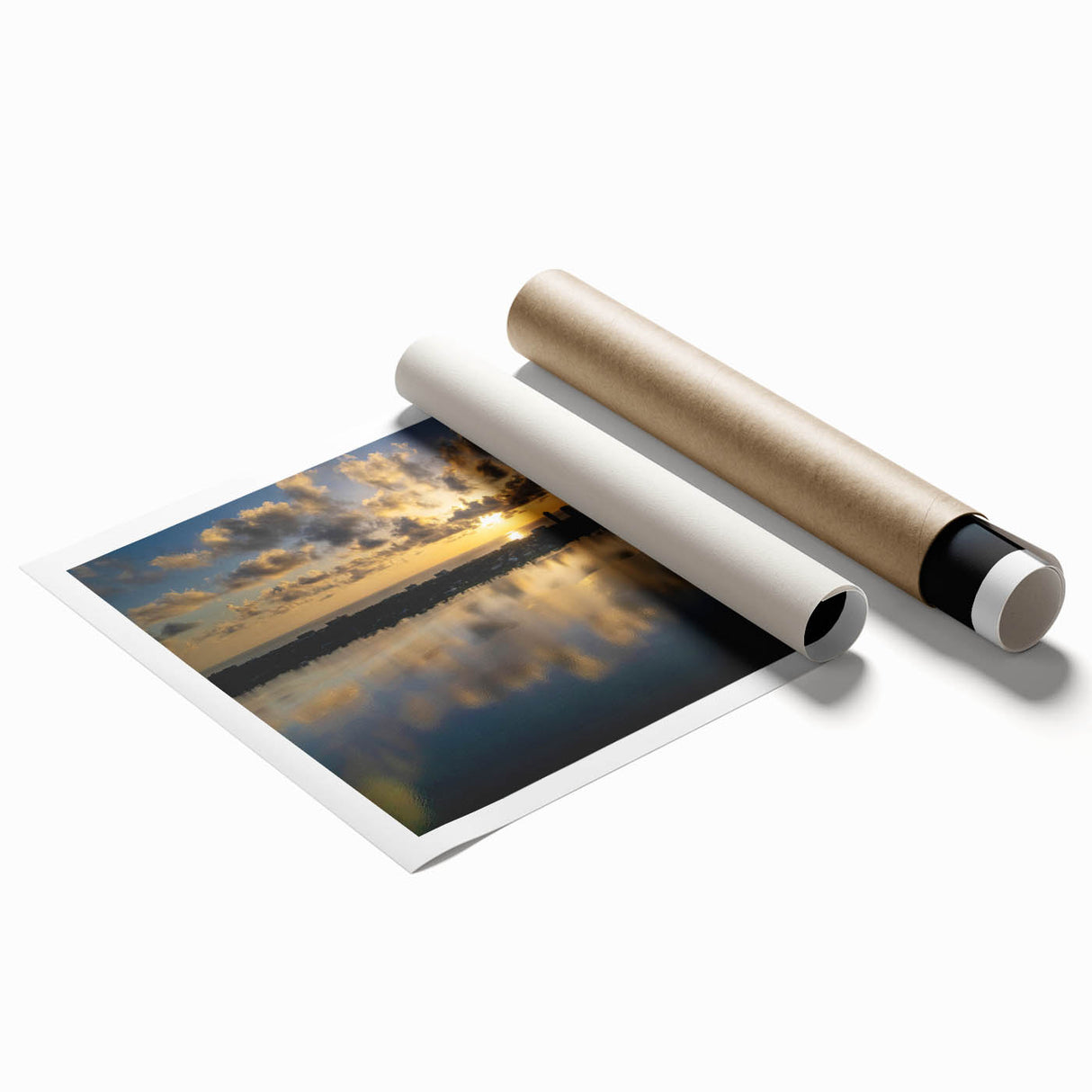 Rolled print of Daytona scenery with floral elements in soft pastel colors, suitable for large bathroom or living room walls.