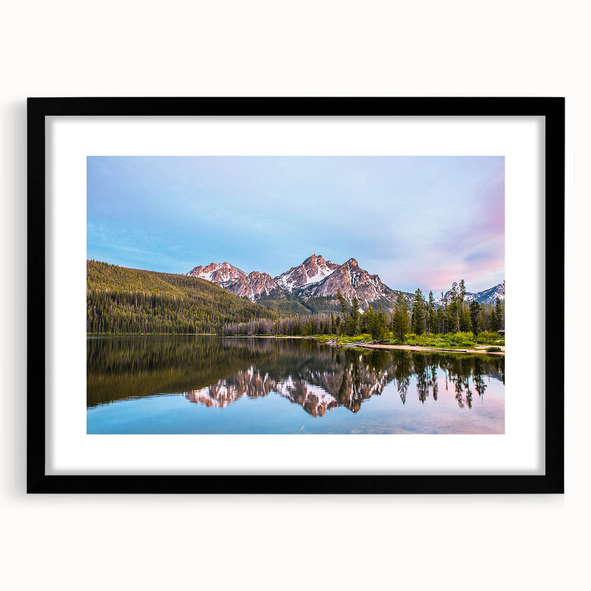 Extra large abstract art print featuring colorful, textured scenery of Idaho on a black framed canvas.