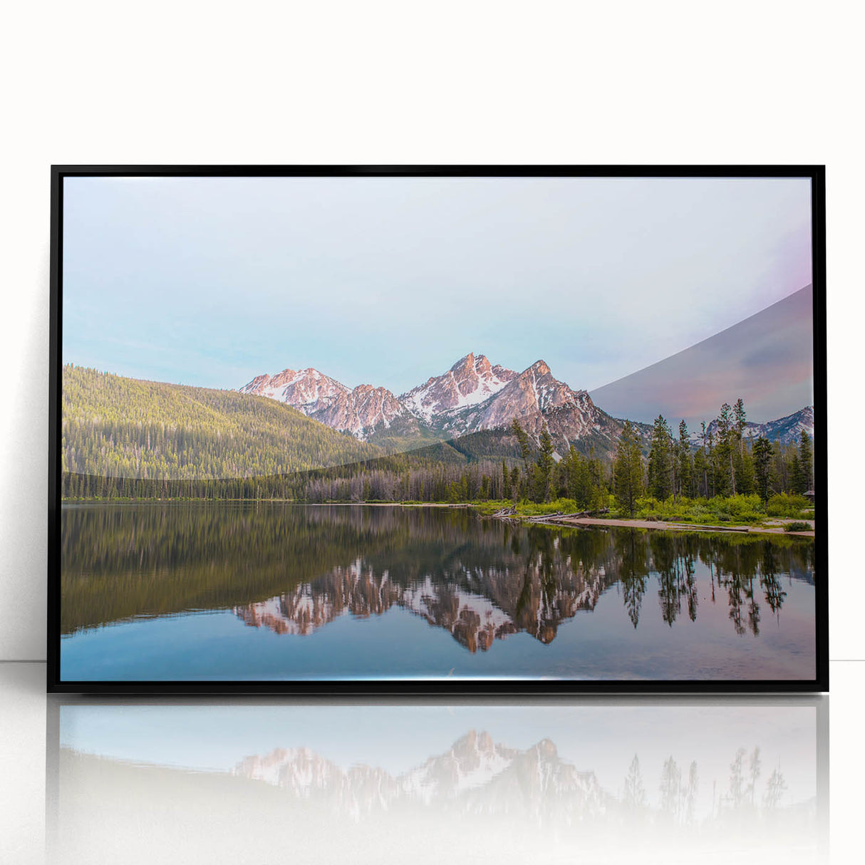 Large abstract wall art of Idaho scenery in muted earth tones on a framed acrylic, ideal for modern living room decor.