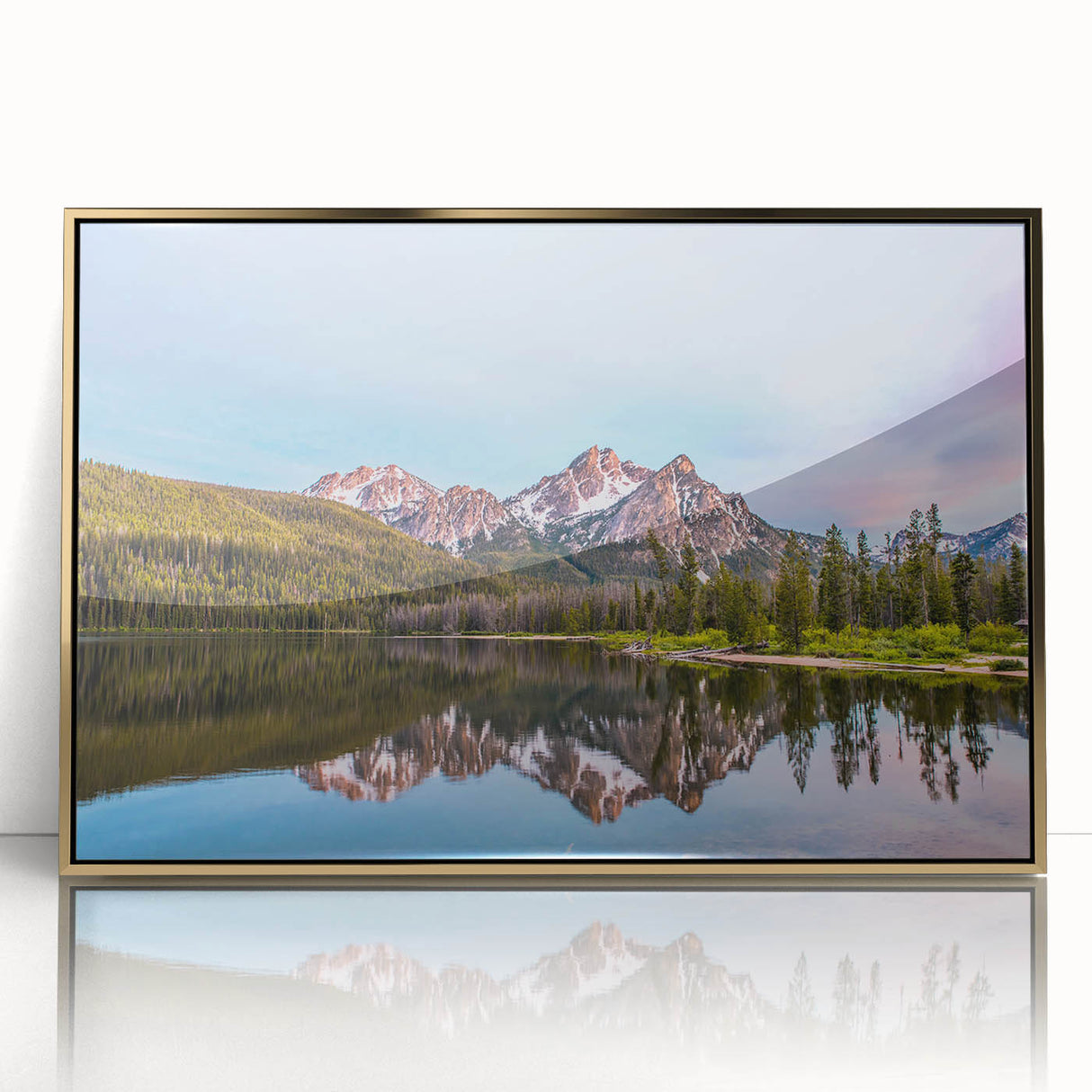 Framed acrylic print of a serene Idaho landscape in warm earth tones, ideal for modern art wall decor.