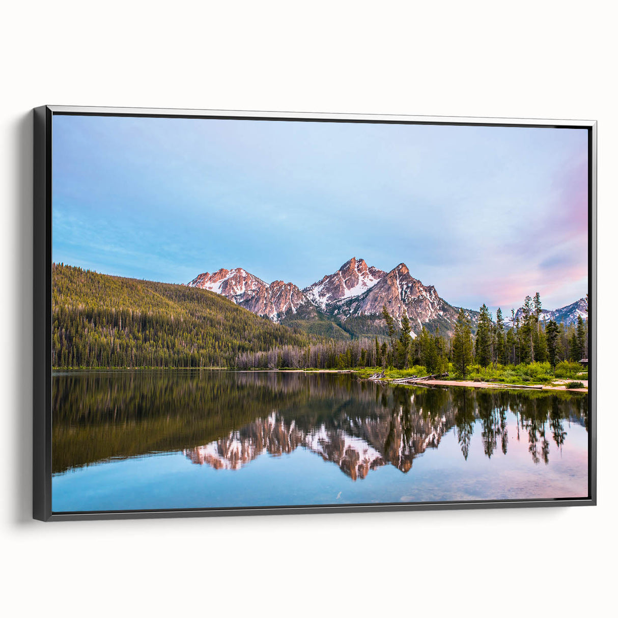 Black and white landscape art painting of Idaho scenery on framed canvas, ideal for bedroom wall decor.