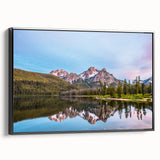 Black and white landscape art painting of Idaho scenery on framed canvas, ideal for bedroom wall decor.