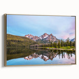 Framed canvas wall art featuring a vintage-style Idaho landscape in muted gold and black tones, ideal for bedroom decor.