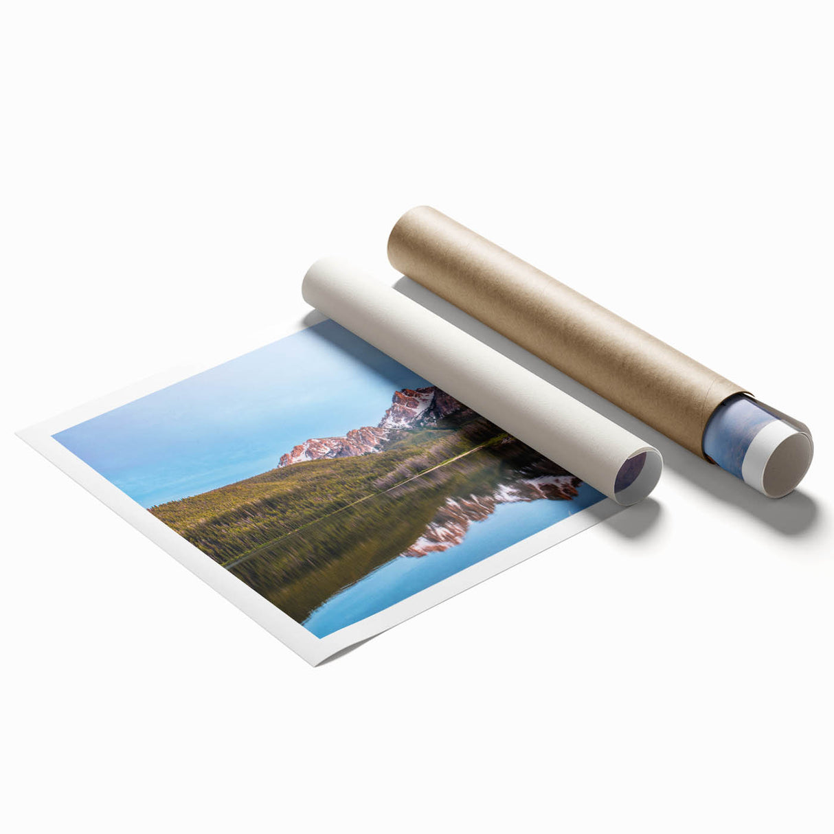 Extra large rolled canvas print of Idaho scenery with vibrant floral elements, ideal for classy bathroom wall art.