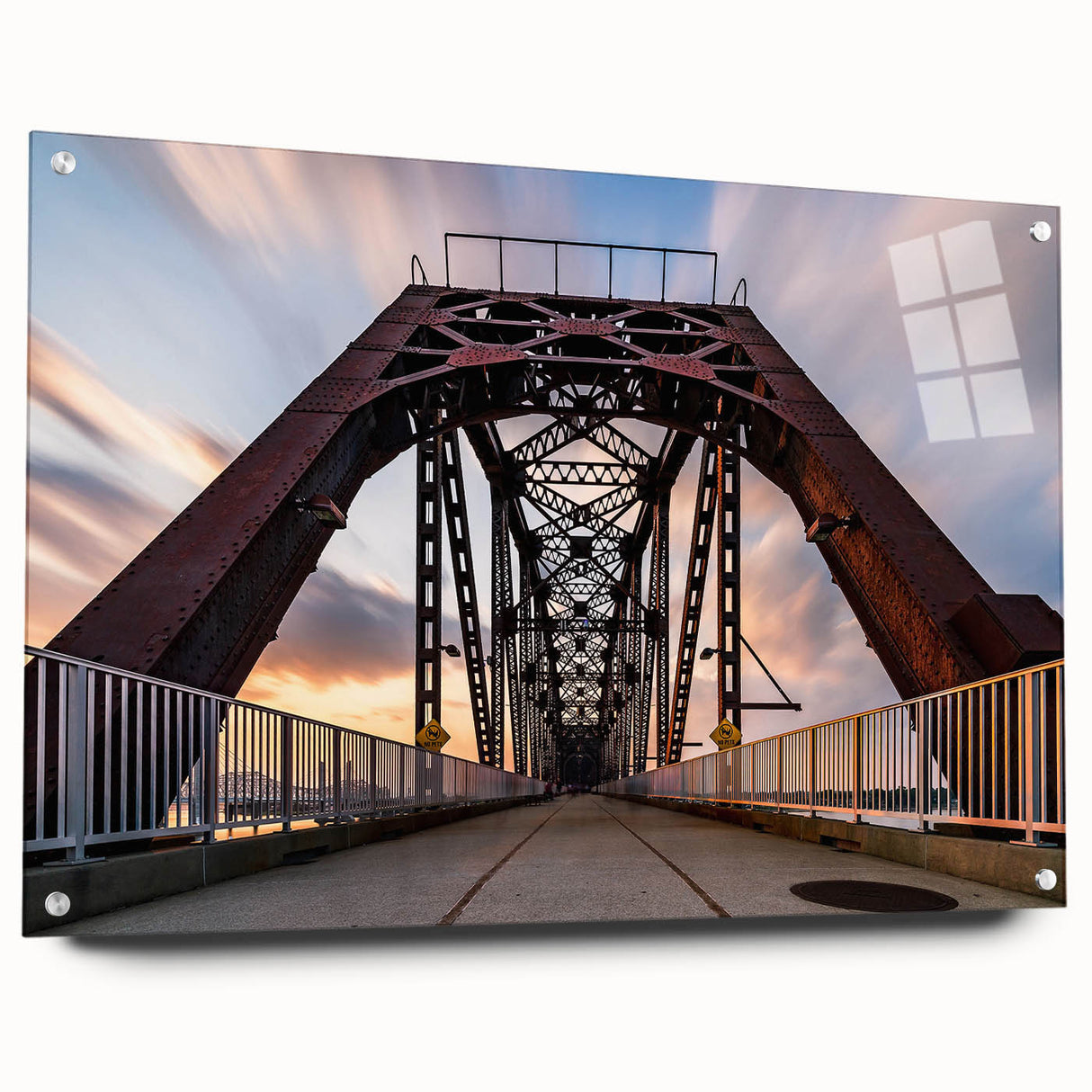 Acrylic glass print of a large abstract depiction of Kentucky scenery in earth tones, ideal for bedroom or dining room decor.