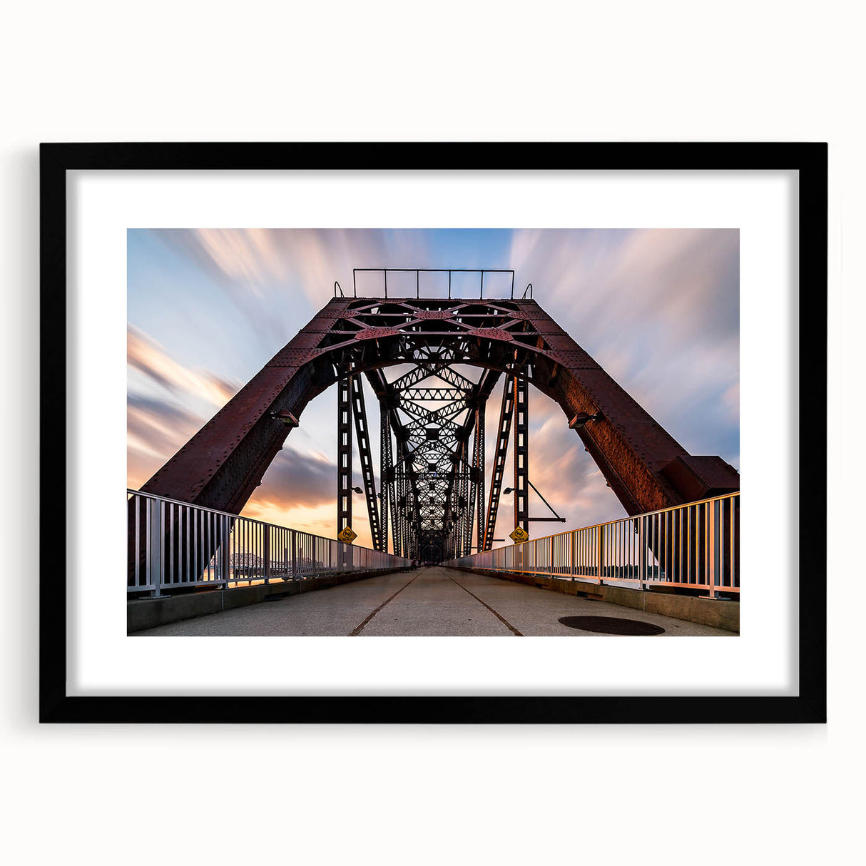 Extra large abstract art print featuring a textured, colorful Kentucky landscape on a black framed canvas.