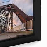 Extra large framed canvas featuring a textured depiction of a Kentucky landscape in black with colorful art accents.