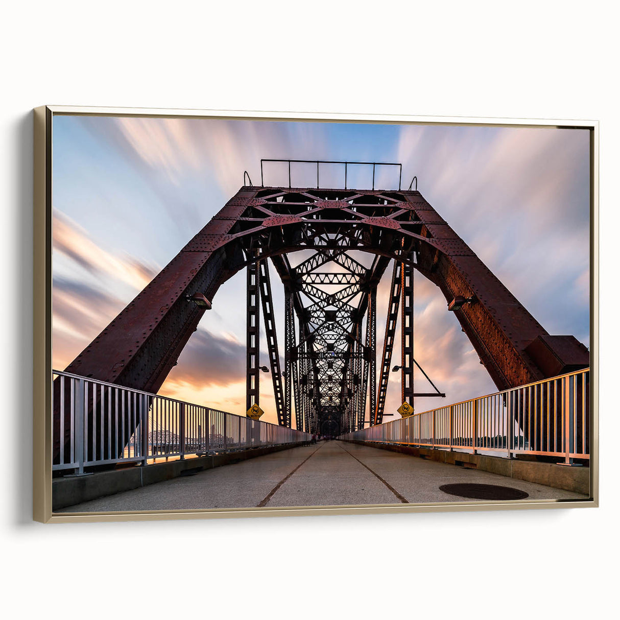 Framed canvas featuring a vintage-style Kentucky landscape in muted gold and black tones, ideal for bedroom wall art.
