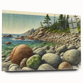 Acrylic glass print of Acadia National Park in muted earth tones, ideal for bedroom or dining room decor.