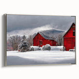 Framed canvas of a vintage Vermont landscape painting with colorful foliage and a black border, ideal for living room decor.
