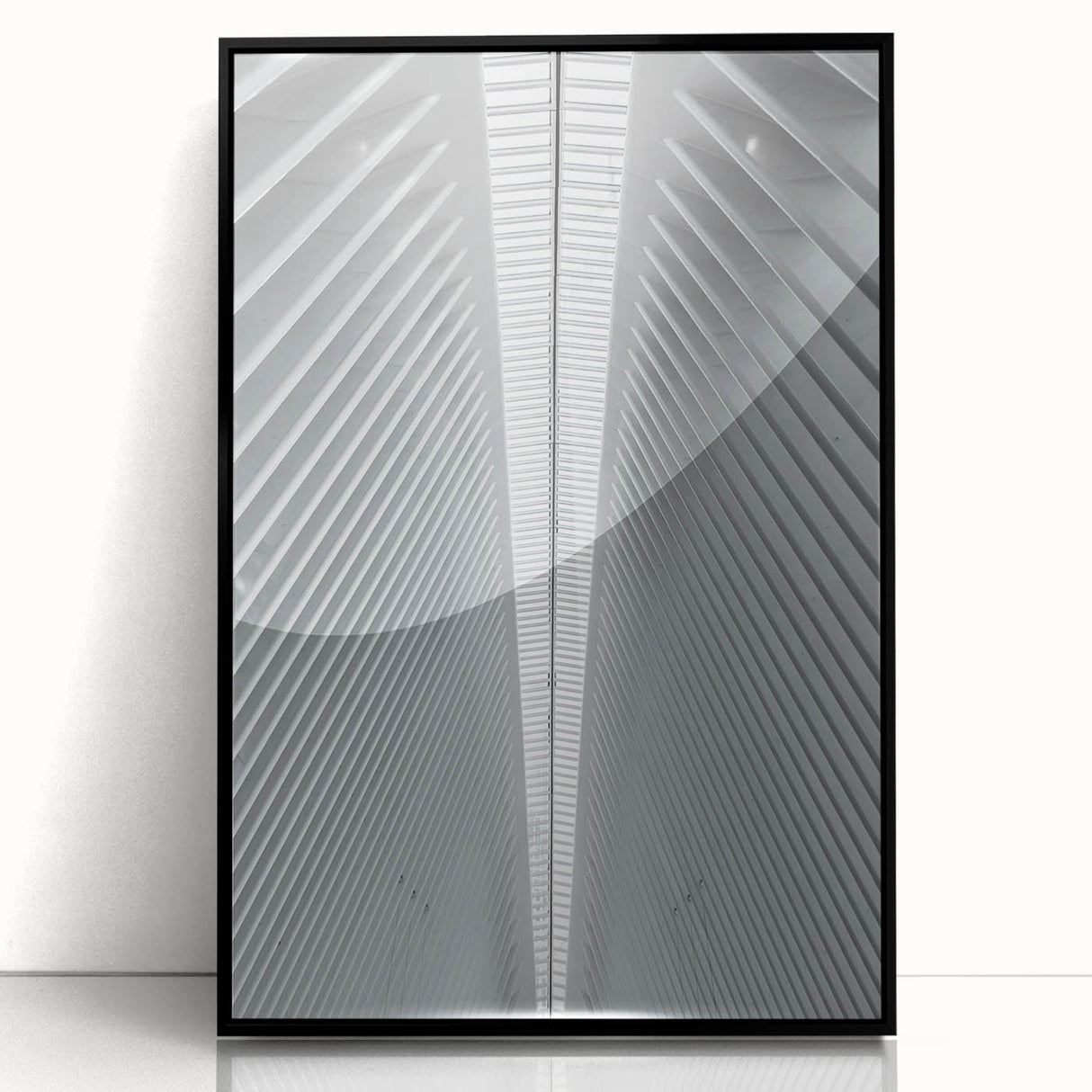 Large abstract wall art featuring Seattle skyline in muted gray and blue tones on framed acrylic.
