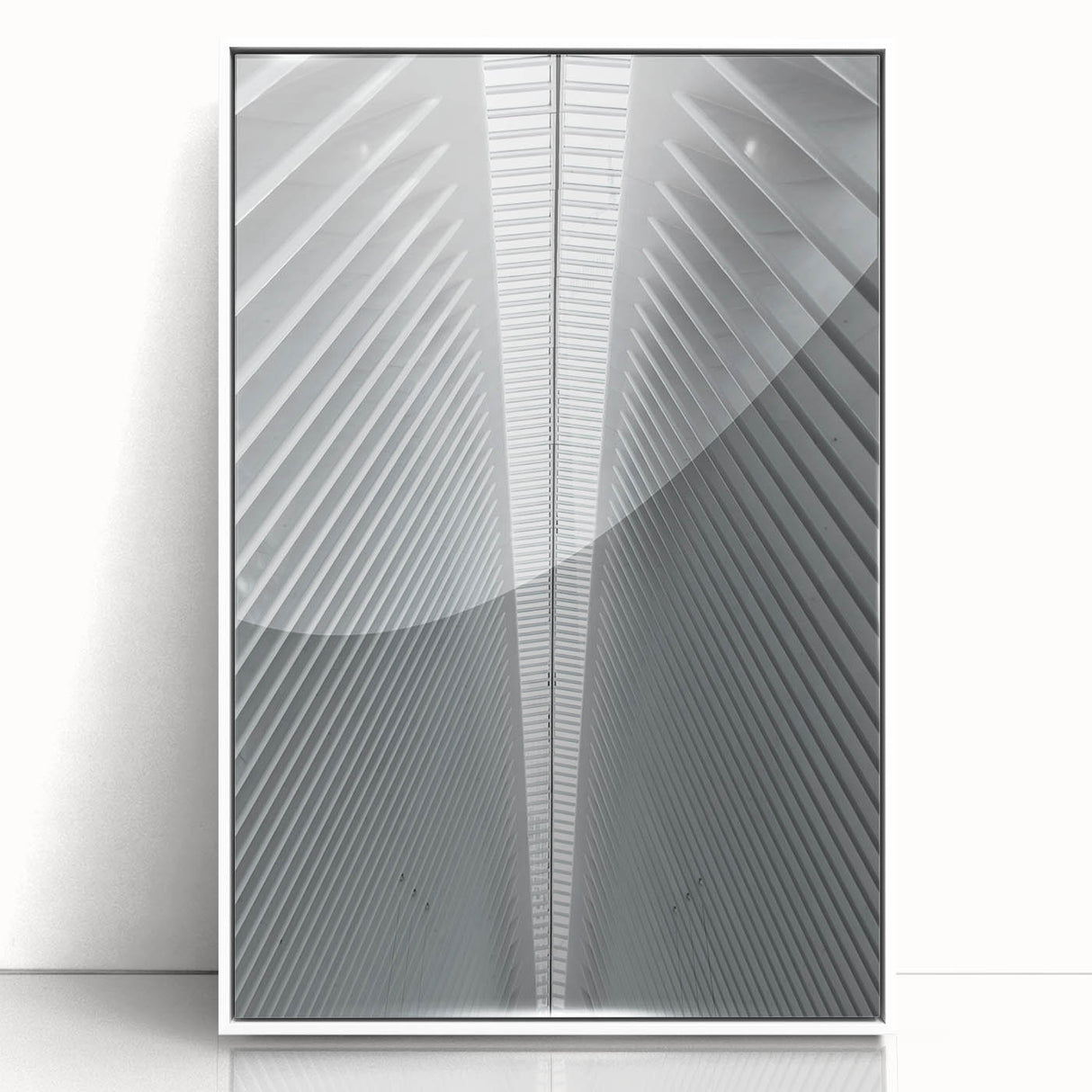 Acrylic print of Seattle skyline in art deco style with pastel shades, framed in white, suitable for modern nursery decor.